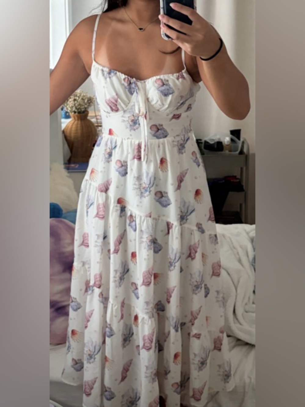 White Seashell Midi dress Small
